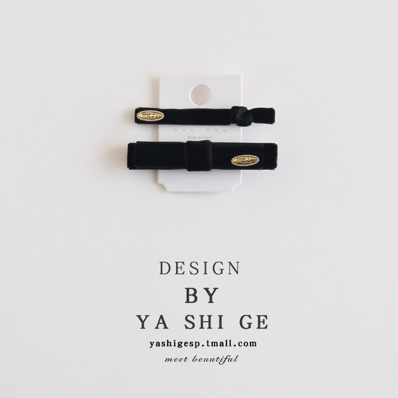 法式复古丝绒蝴蝶结发夹女后脑勺