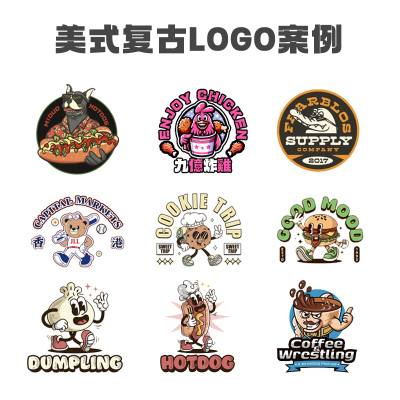 美式复古卡通logo设计原创定制