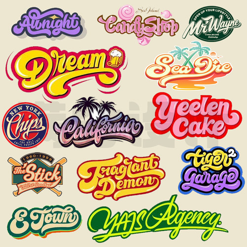 美式复古字母卡通设计原创定