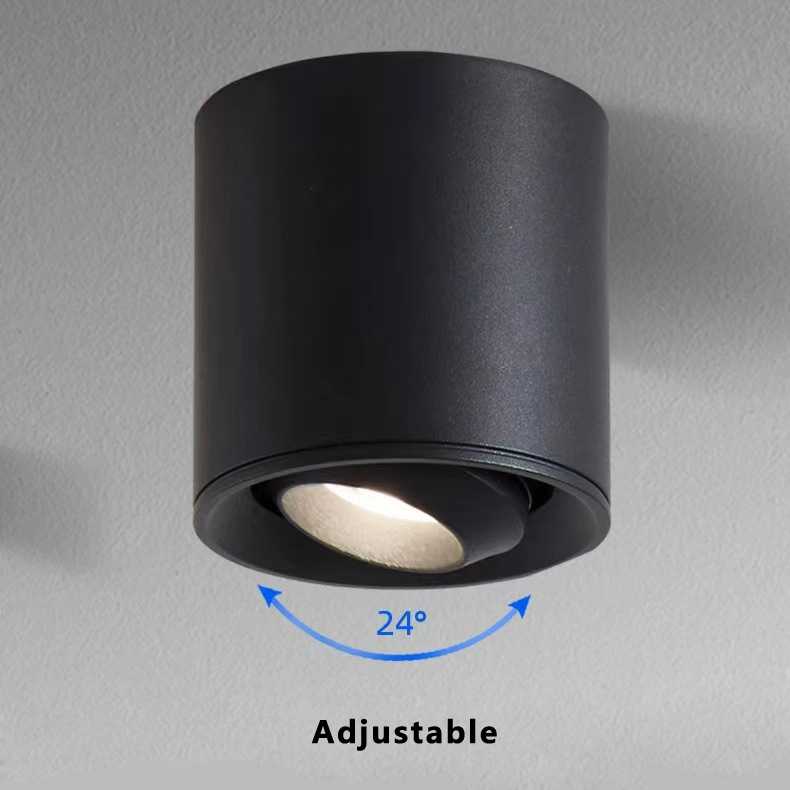 可调明装射灯深防眩光cob家用酒店全光谱高品质led免开孔明装筒灯