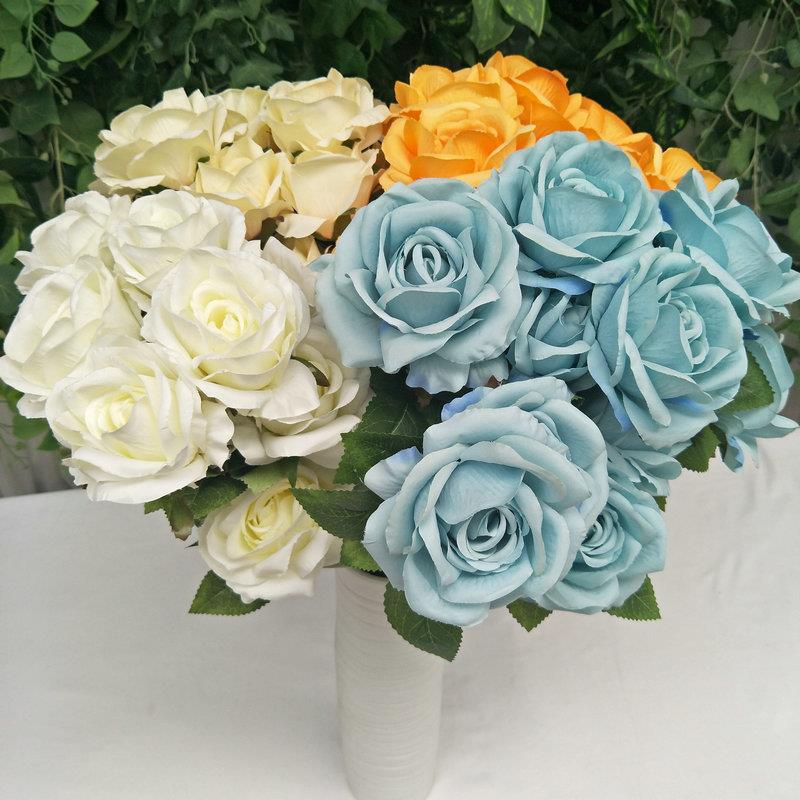 新款9QYY-547头把束螺玫瑰  新娘手捧仿真玫瑰旋花花艺装婚饰 庆