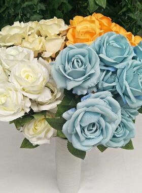 新款9QYY-547头把束螺玫瑰  新娘手捧仿真玫瑰旋花花艺装婚饰 庆