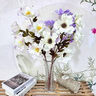 厂新家直销款 仿真花材梅昌5头5栀头子桌花磨毛布材质假花宴会酒店