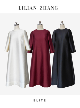 LILIANZHANG定制古典浪漫LAdy挚爱法式复古A摆圆领长裙 2401103