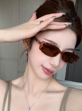 玳瑁茶色墨镜复古个性太阳眼镜女士小框显瘦感2026新款男豹纹