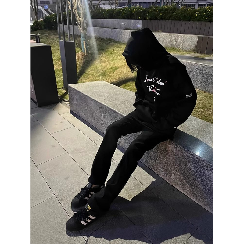 cleanfit纯黑色软牛仔裤男款美式高街vibe裤子窄版修身直筒休闲裤