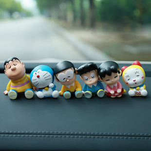 肩靠肩哆啦a梦盲盒大雄胖虎周边潮玩手办卡通公仔桌车载摆件礼物