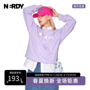 NERDY2023春夏新款韩国潮牌经典大LOGO套头宽松休闲卫衣男女套装