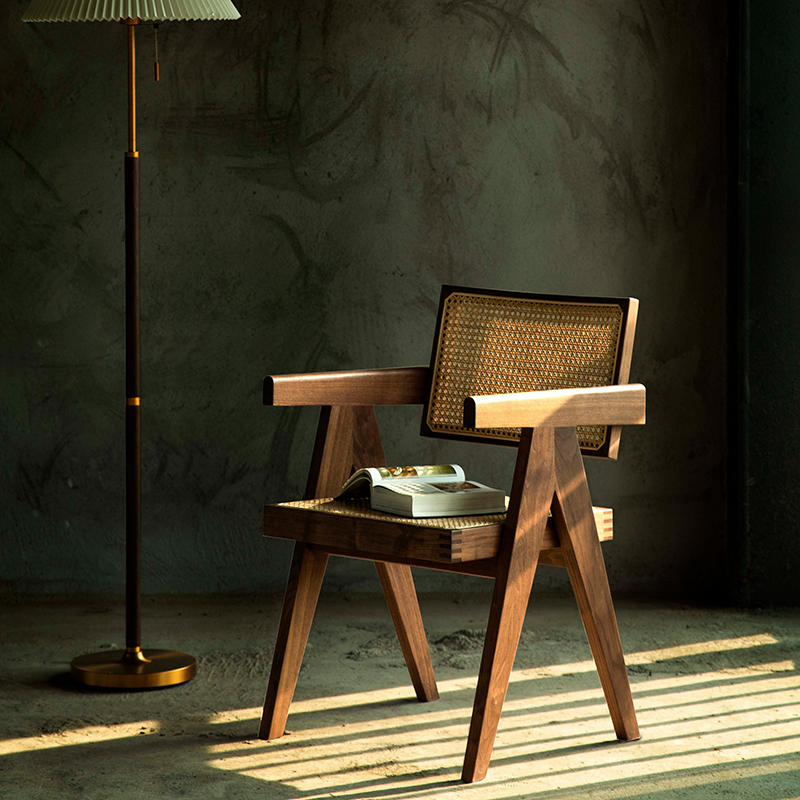 实木餐椅椅子藤编简约实木