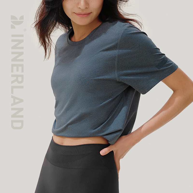 INNERLAND中性款超柔磨毛涤纶宽松短款运动短袖T恤基础款打底内搭