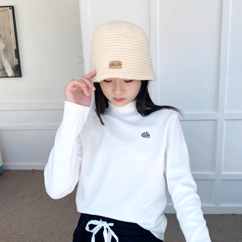 新款秋冬加绒女童打底衫中高领纯棉长袖t恤保暖儿童厚实上衣T白色
