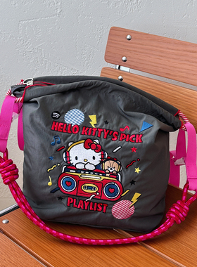 新款日系ballchain刺绣购物袋拉链水桶包小众时尚百搭单肩斜挎包