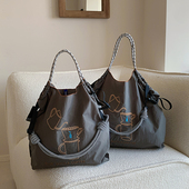 日系ball chain刺绣茶杯壶环保购物袋帆布包通勤大容量单肩斜挎包