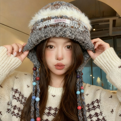 毛线帽显脸小加厚护耳秋冬保暖