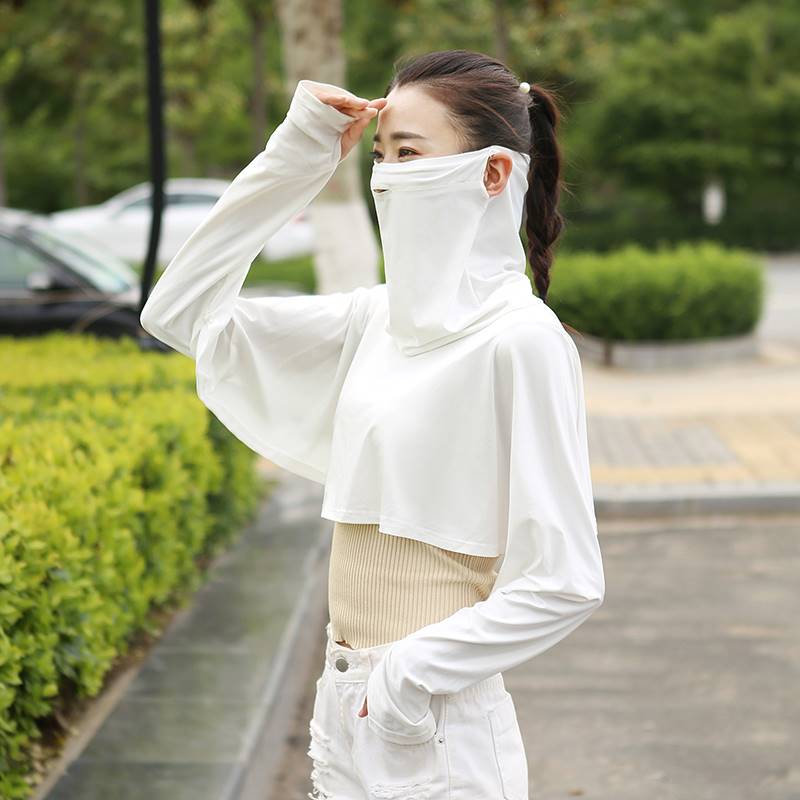 2023练车防晒装备女式防晒衣披肩短款薄夏天开车面罩斗篷冰丝骑电