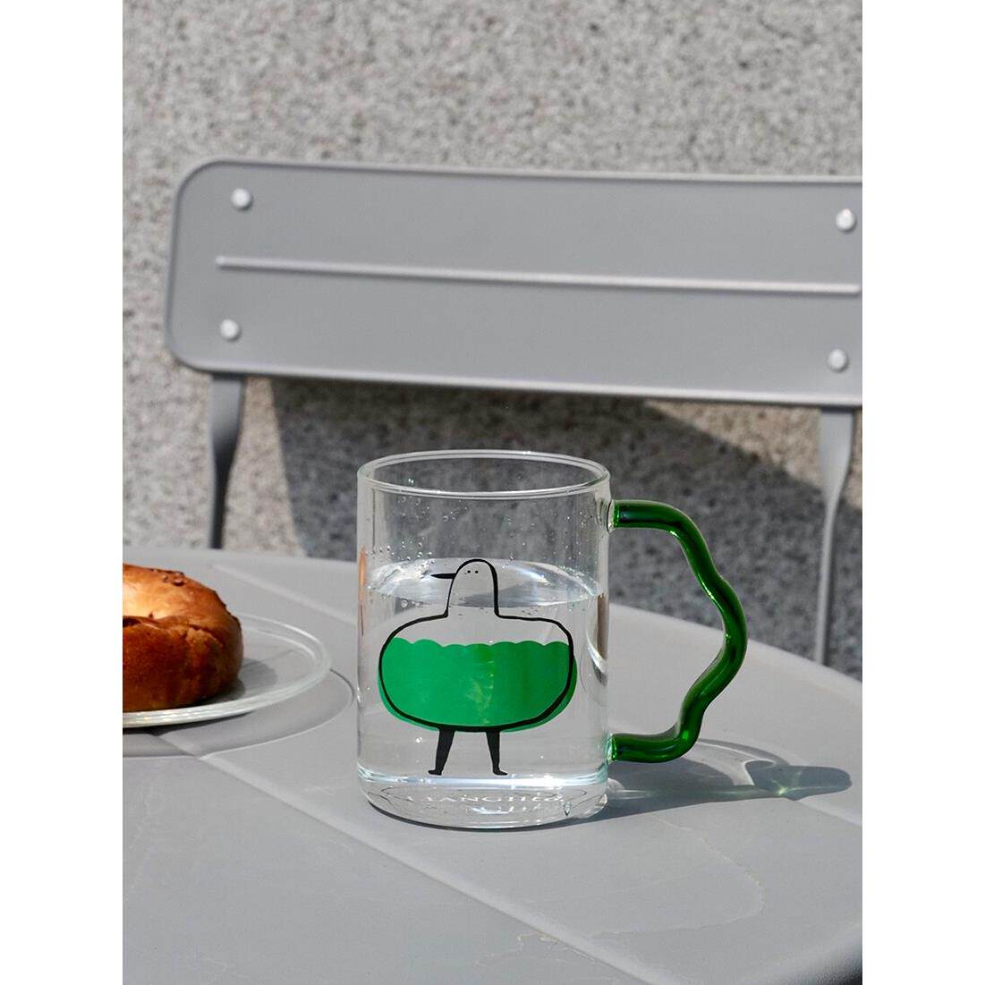 采购产品可爱的插图，可加热高硼硅玻璃杯子，咖啡杯，早餐杯，牛