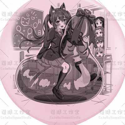 大球黑墨 梓喵骑气球 重制 中野梓 K-ON!轻音少女 LOONER动漫印刷