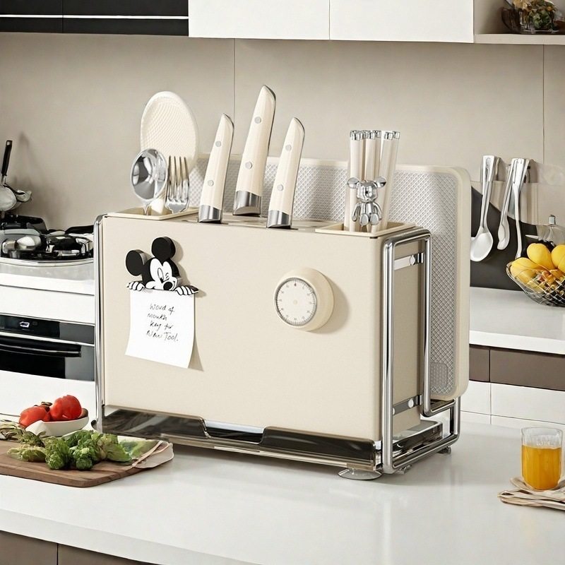 新款刀架置物架厨房用品多功能家用砧板筷子笼菜板一体刀具收纳