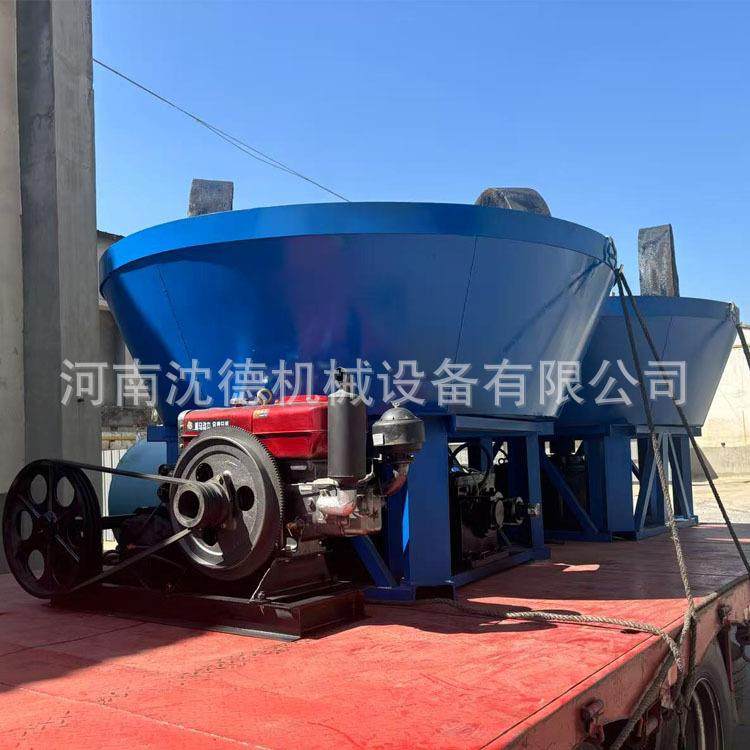双轮选矿碾金机柴油动力石英砂选矿湿碾机新型选金银湿法碾磨机