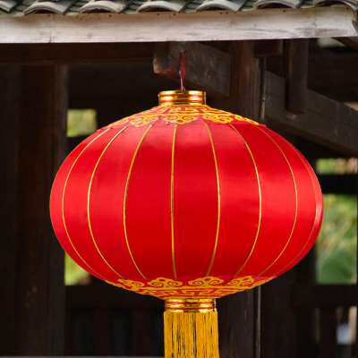新年灯笼铁口灯笼户外防水绸布植绒大红宫灯新年节日挂饰广告灯笼
