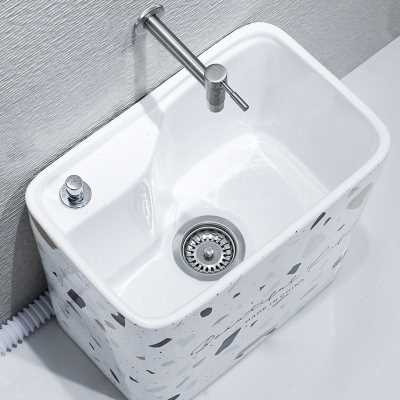 元匠北欧家用小号拖把池陶瓷卫生间洗拖布池墩布池阳台地拖拖布盆