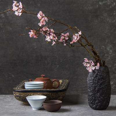 手工陶瓷花瓶复古风日式粗陶花插陶艺花器工艺品茶桌茶道摆件禅意