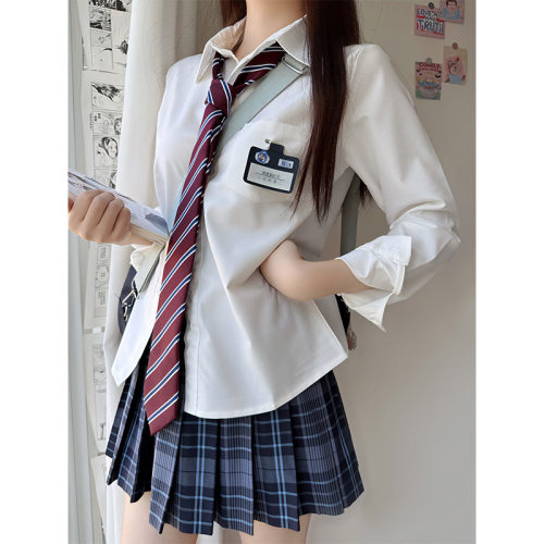 正版日系白色jk衬衫甜美宽松长短袖衬衣tr面料女夏百搭校供学院风