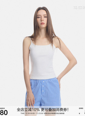 SEGI原创设计春季新款白色吊带女辣妹上衣无袖百搭内外搭背心