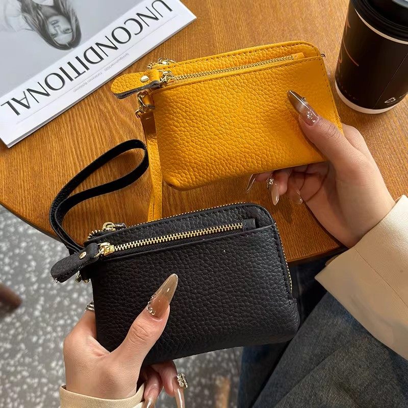 金金兔女士短款日韩风格钱包大容量零钱手拿包多层拉链手腕带小包