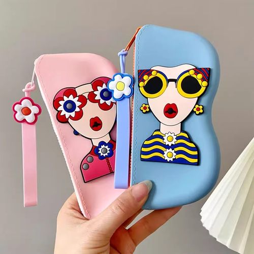 金金兔硅胶眼镜袋女旅行便携太阳镜墨镜收纳包可挂防丢可爱眼镜盒