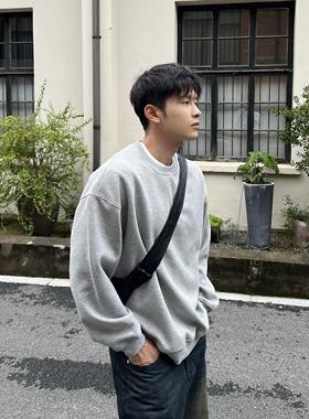 马克斯星球 灰色宽松卫衣男秋冬休闲日系圆领套头长袖上衣基础款