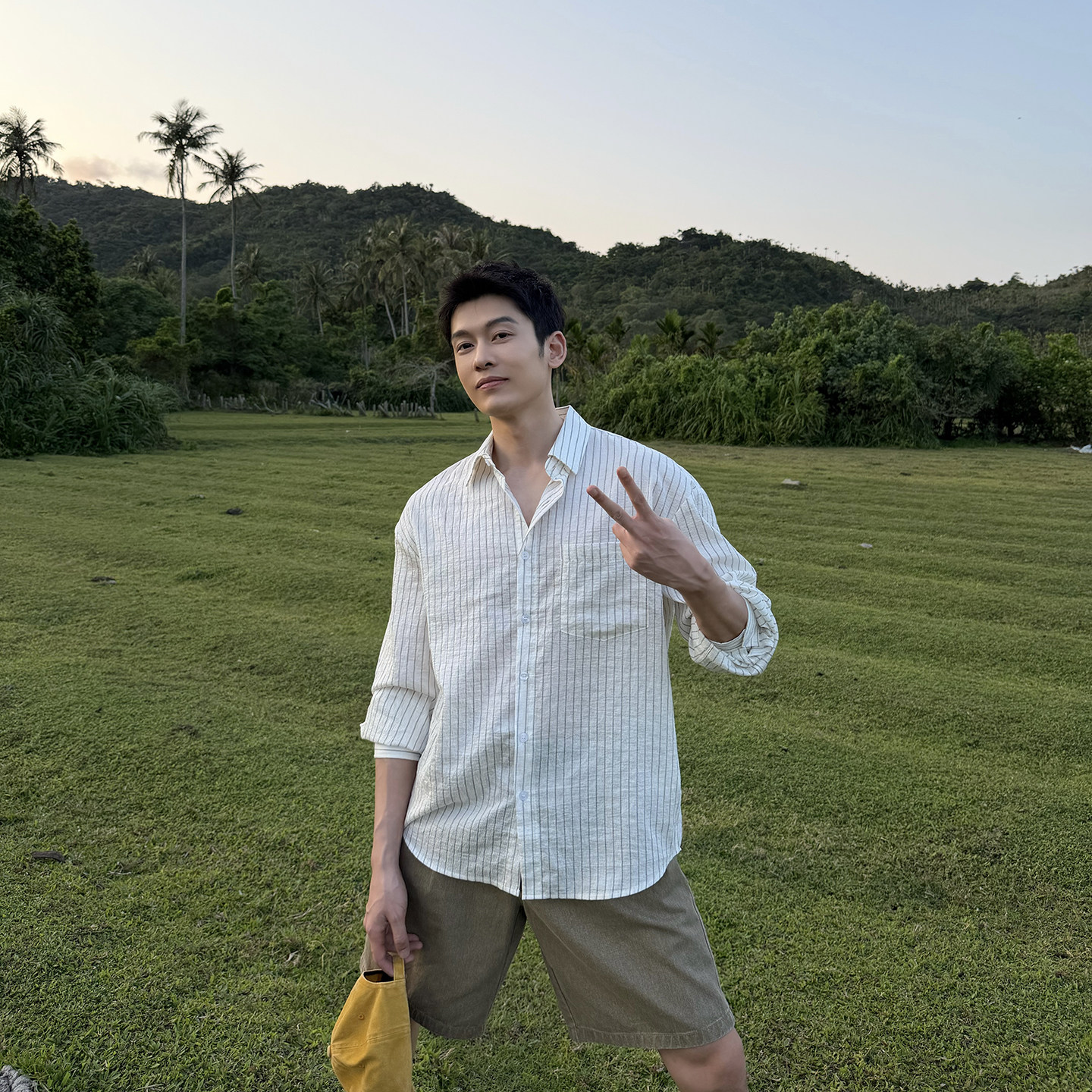 马克斯星球 夏季薄款长袖衬衫男透气莱赛尔防晒衣度假风条纹衬衣