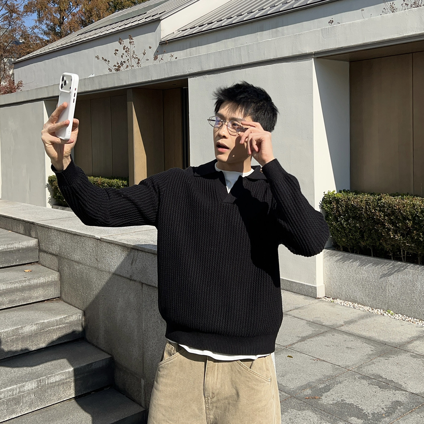 马克斯星球 老钱风肌理感polo领针织衫男秋冬宽松休闲百搭毛衣,男装,针织衫/毛衣,淘宝优惠券,粉丝福利购,淘宝优惠卷