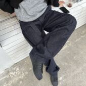 复古宽松直筒藏蓝色长裤 马克斯星球 男新款 秋季 潮流休闲牛仔裤