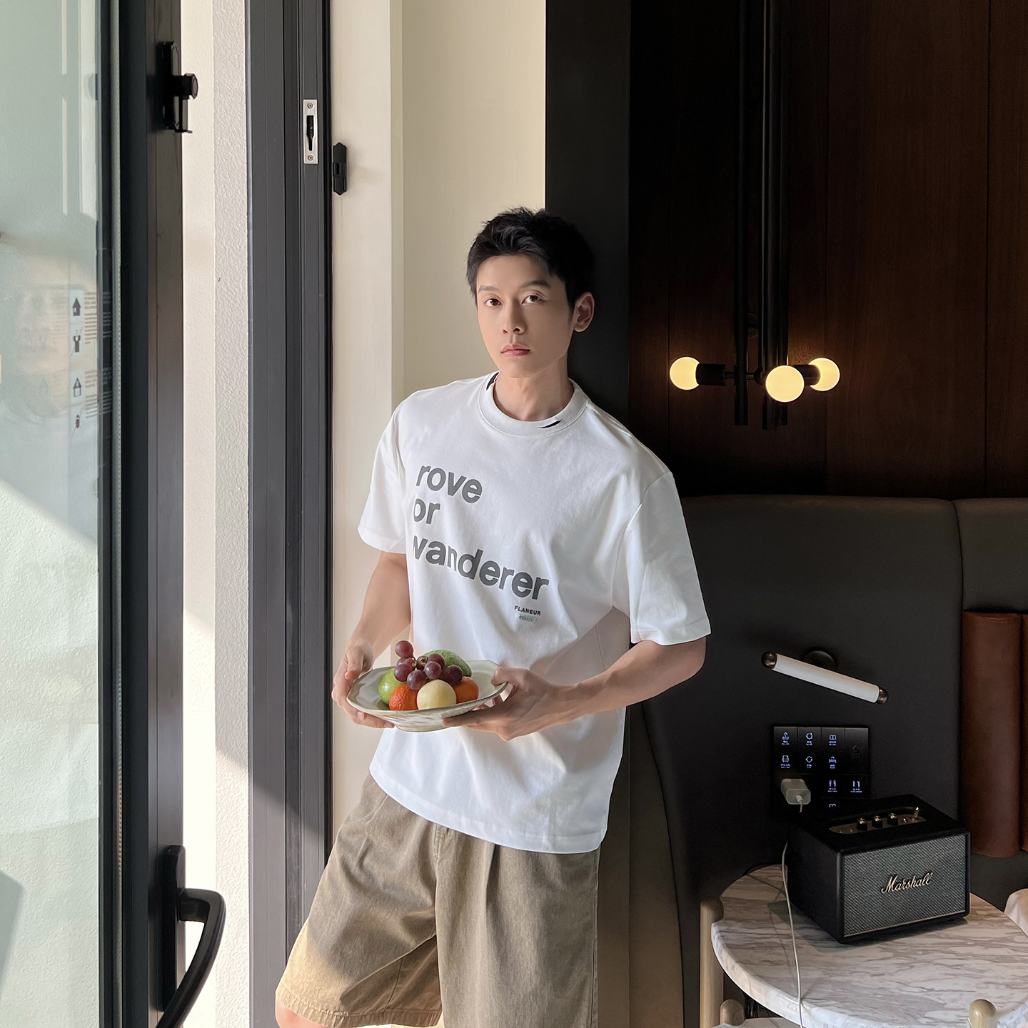 马克斯星球 小众设计感字母印花短袖T恤男士夏季新款休闲圆领上衣