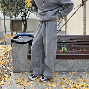 马克斯星球 高级灰色松紧腰运动卫裤男秋冬宽松休闲直筒裤长裤