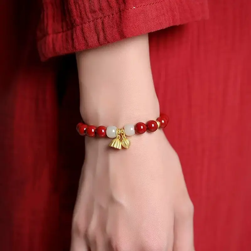 朱砂手串和田玉手链两世欢本命年手链女款新年礼物