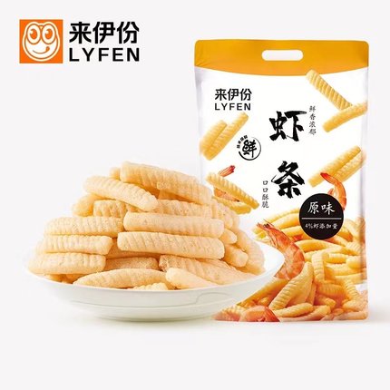 来伊份LYFEN虾条袋装188g鱿鱼卷嗨角脆办公室家庭大礼包儿童零食