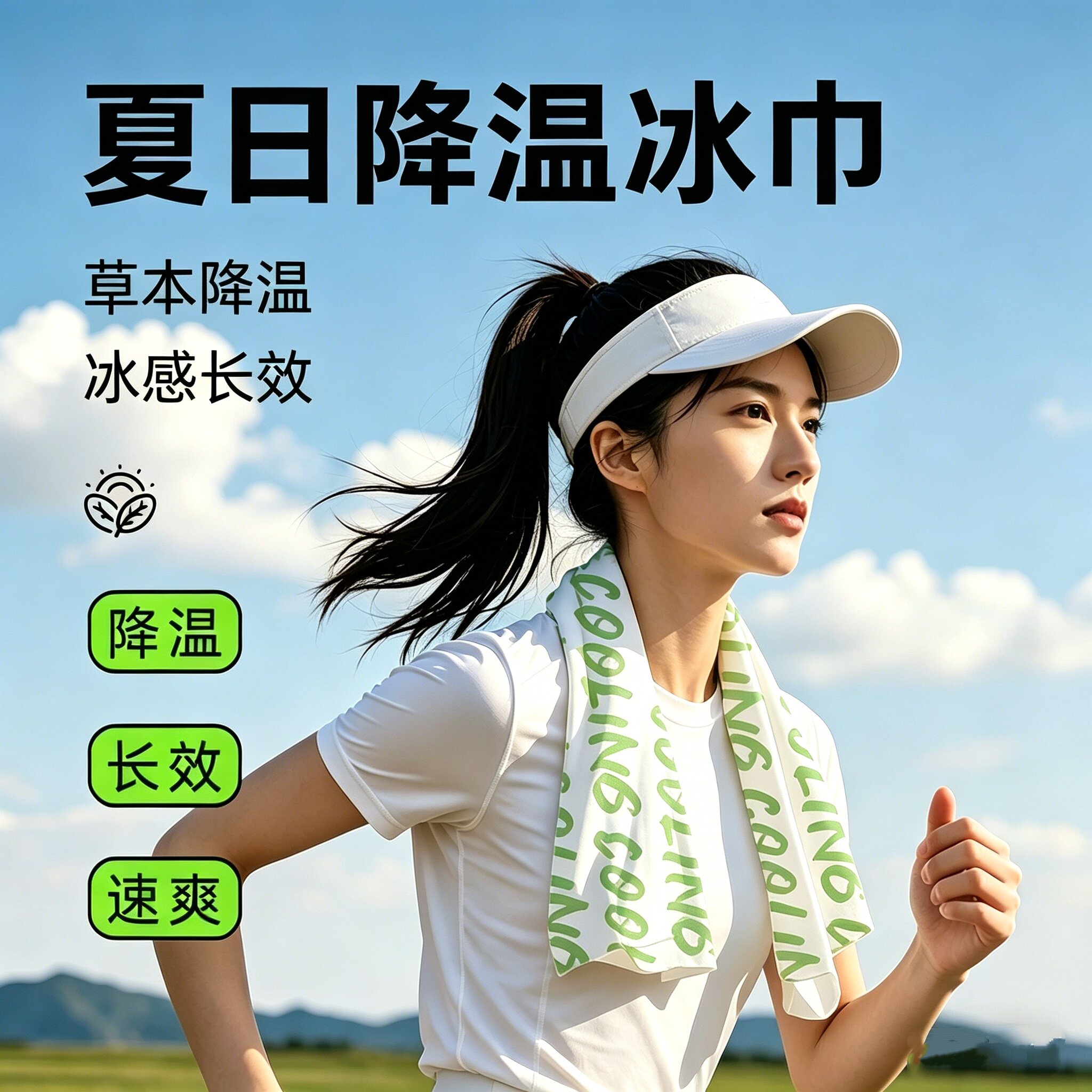 降温冰巾冷凉感运动擦汗湿巾毛巾图片