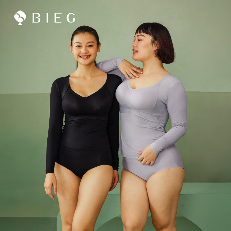 保暖上衣BIEG发热V领带胸垫大码
