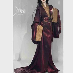 女帝戰(zhàn)國(guó)袍漢服古裝 原創(chuàng)新款 拖尾織金宿命直裾超仙宿命國(guó)風(fēng)cos服