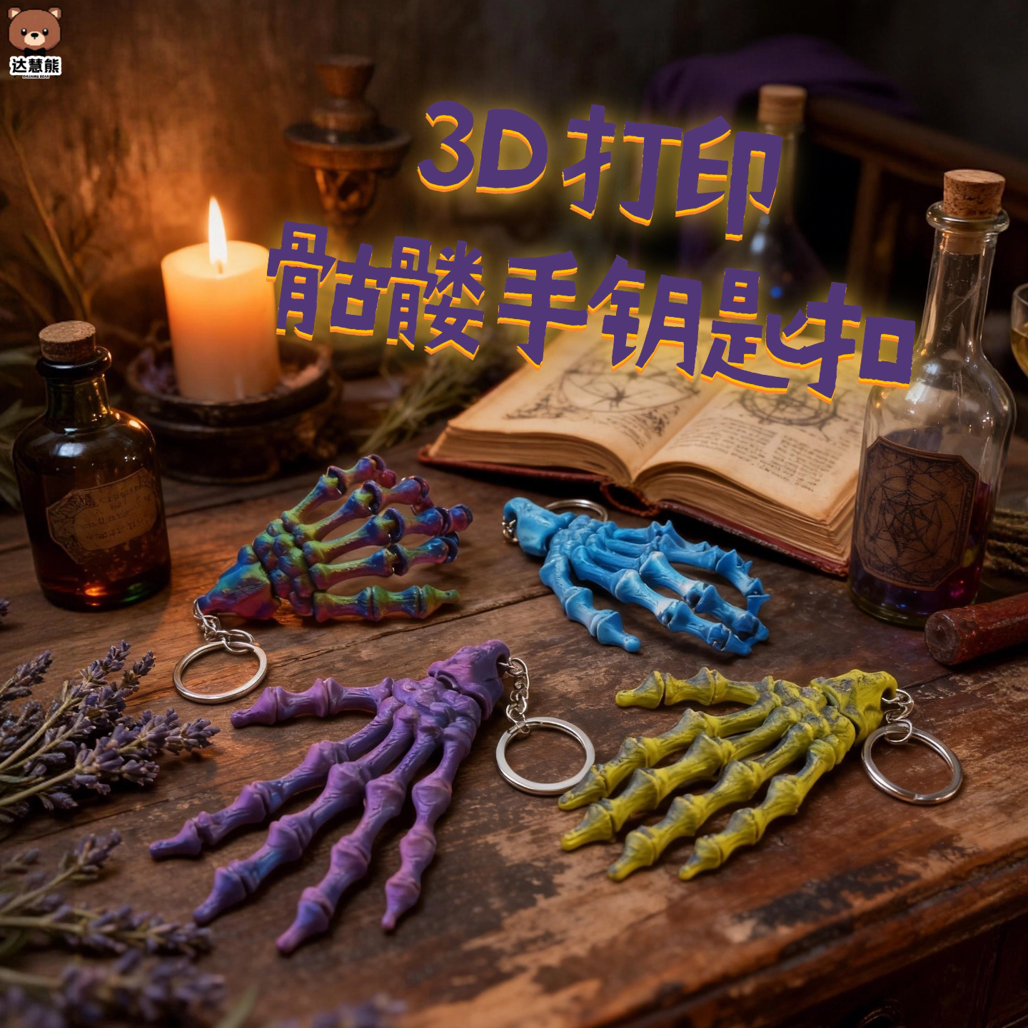 万圣节人体骨骼模型3d打印手办玩具装饰摆件哥特风配饰挂件小玩偶