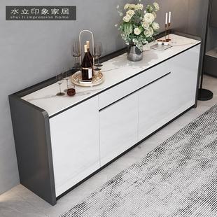 轻奢岩板餐边柜现代简约大理石沙发靠背家用一体多功能烤漆储物柜
