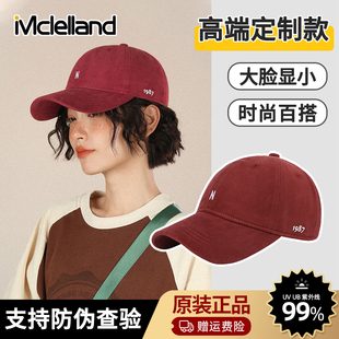 Mclelland 棒球帽顯臉小帽子女大頭圍遮陽防曬紅色鴨舌帽春夏 韓版