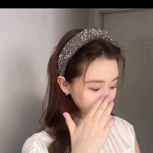 韩国东大门同款轻奢简约满钻珍珠高颅顶发箍发卡女发饰头箍宽高定