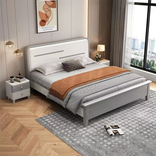 联邦家具官方实木床现代简约1.8米双人床1.5米单人床轻奢储物婚床