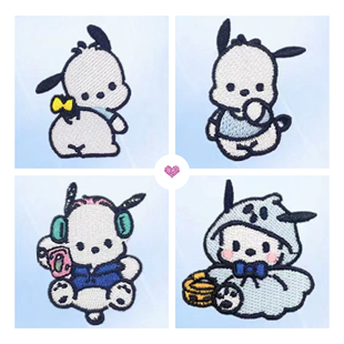 可爱卡通帕恰狗刺绣布贴情侣短袖 饰diy自粘贴魔术贴 T恤衣服补丁装