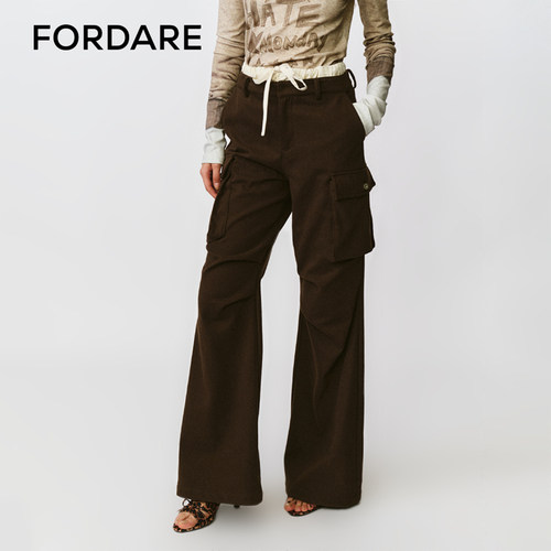 FORDARE/福蝶25秋冬双层腰头工装喇叭长裤