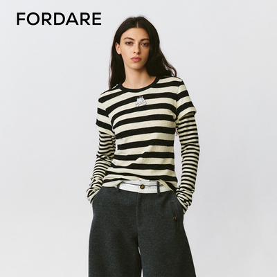 FORDARE/福蝶25秋冬假两件条纹T恤