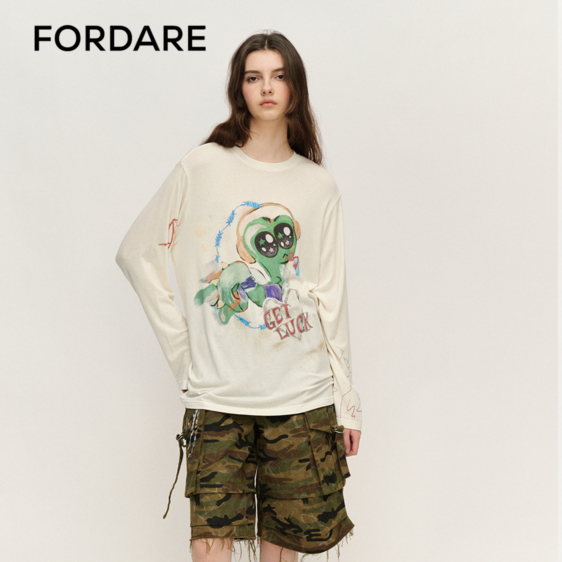 FORDARE/福蝶25春夏星星眼小蛇涂鸦感羊毛针织罩衫女士长袖打底衫,女装/女士精品,T恤,淘宝优惠券,粉丝福利购,淘宝优惠卷